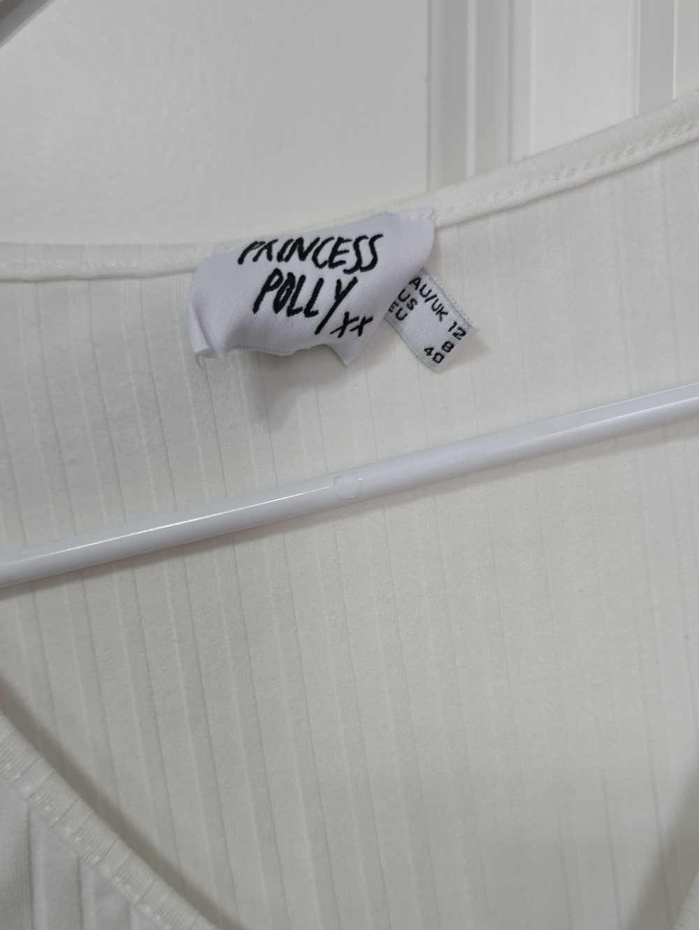 Princess Polly White One-Shoulder Ruched Ribbed Crop Top - Picture 2 of 4
